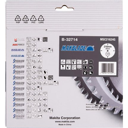Makita Afkortzaagblad Hout 216x30x2,1 24T 5g