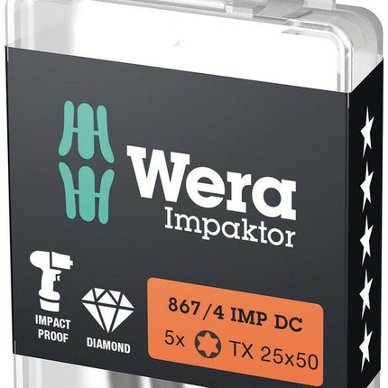 Wera 867/4 IMP DC Impaktor Bit TX 40x50mm 5-delig - 05057667001