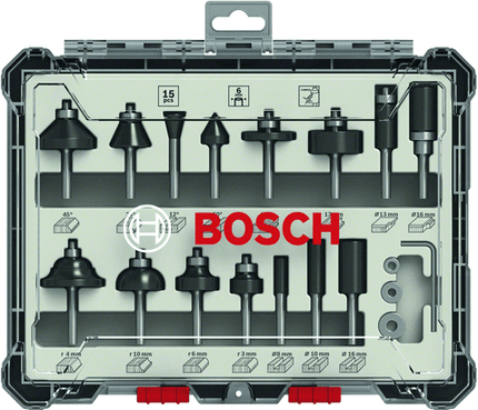 Bosch 15-delige gemengde freessets - 2607017472