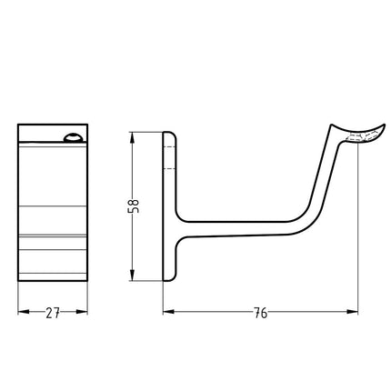 Hermeta Leuninghouder 76mm - Hol zadel M8 Nieuw Zilver - 3553-02