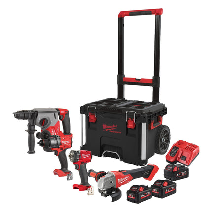 Milwaukee M18 FPP4C-555T Powerpack met 4 machines 18V - 1x5,0Ah/2x5,5Ah Li-Ion - in Packout Trolley - 4933492525