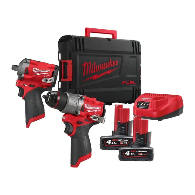 Milwaukee M12 FPP2H2-402X Powerpack met M12 FPD2 en M12 FIWF12 - in HD Box - 4933492512