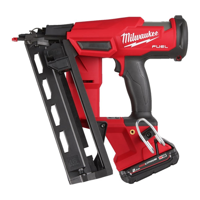 Milwaukee M18 FN16GA-202X FUEL 16 GA Haakse Afwerkspijkermachine - 2x2Ah 18V