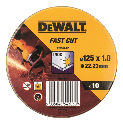 DeWalt Doorslijpschijf INOX 125x1x22,2mm 10st in blik - DT3507-QZ