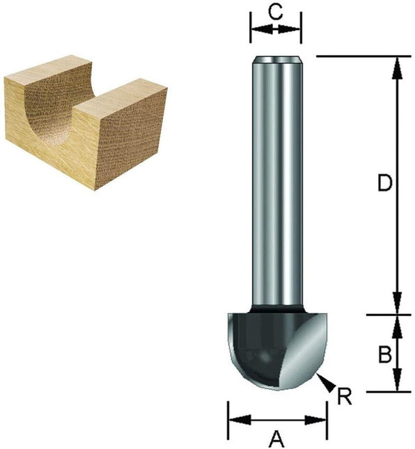 ENT Holprofieffrees HM R4 kolf 8mm - 7912282