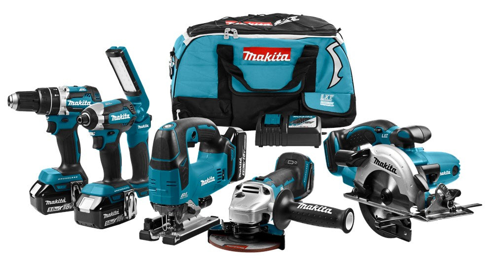 Makita DLX6082T 18V Combiset (klop)boren, (slag)schroeven, zagen en slijpen