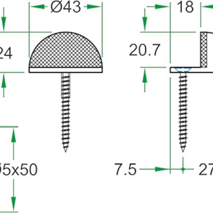 Oxloc Deurstopper RVS 43x24mm