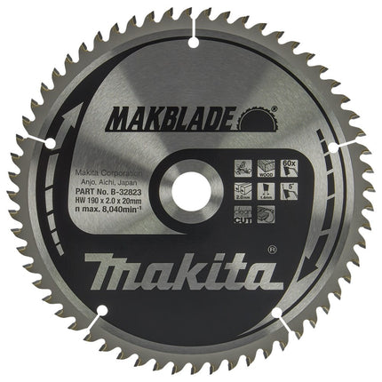 Makita Zaagblad Hout 190x20x2.0 60T 5G - B-32823