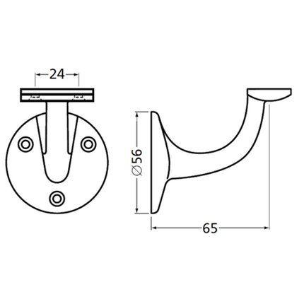 Hermeta Leuninghouder 65mm - Rond zadel wit - 3500-79