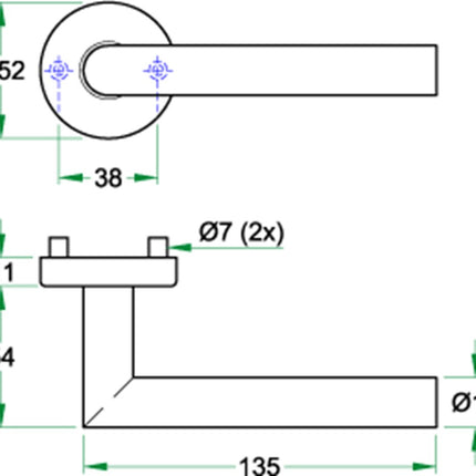 Oxloc Deurkruk Haaks Model Rozet Stalen Onderconstructie - 1220957