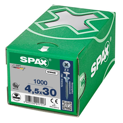 SPAX Spaanplaatschroef WIROX 4.5x30mm Z2 1000st - 0271010450305