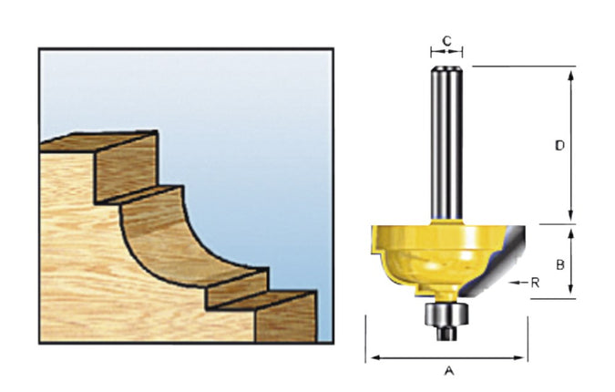 Makita Hollijstprofielfrees Met Kogellager R7,94 S8 - D-11689