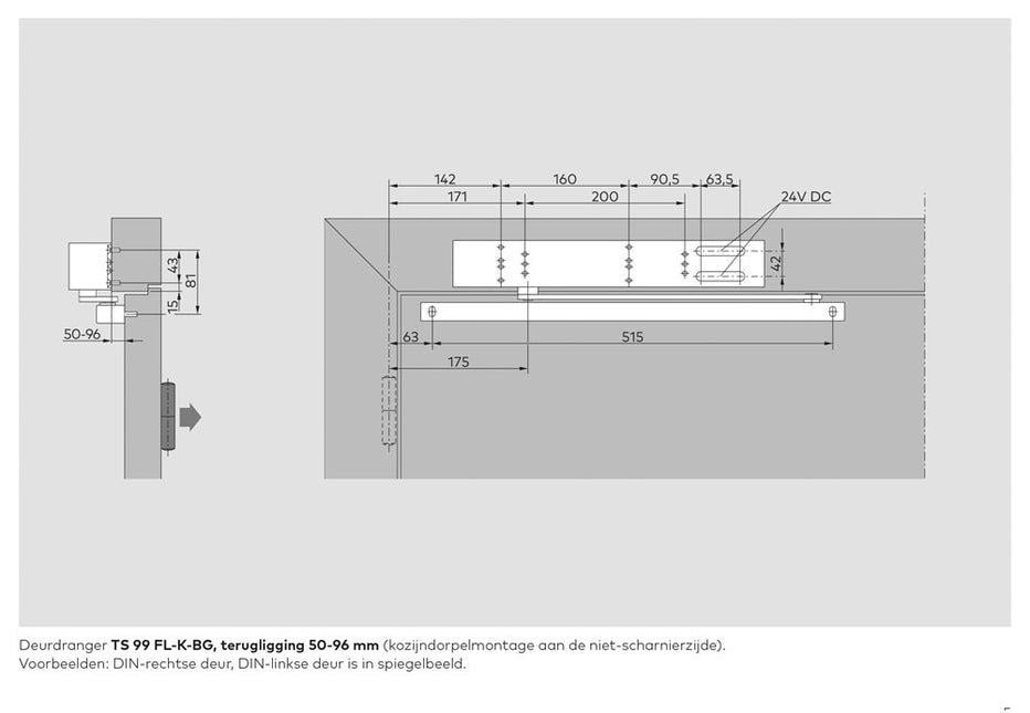 Dorma TS 99 FL-K-BG Vrijloopdranger - 53420501