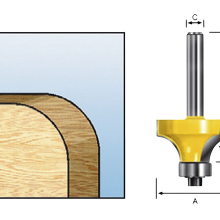 Makita Afrondfrees R=3mm Met Kogellagerer D=6 - D-09422