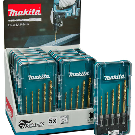 Makita SDS-Plus Metaalboorset HSS-TiN 5-Delig - E-15132-12