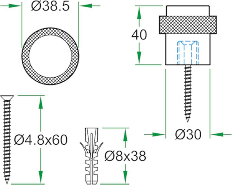 Oxloc Deurstopper RVS 32x37mm