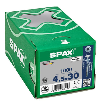 SPAX Spaanplaatschroef WIROX 4.5x30mm Z2 1000st - 0271010450305