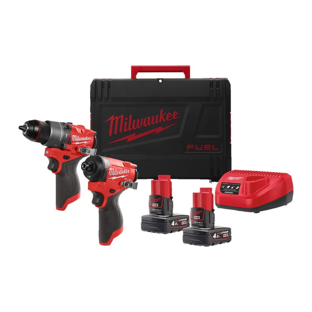 Milwaukee M12 FPP2A2-402X Combiset - FPD2 Slagboor en FID2 Slagschroevendraaier - 4.0Ah 12V in HD Box - 4933480587