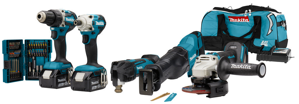 Makita DLX5068TX1 18 V Combiset voor (slag)schroeven, boren, slijpen en zagen