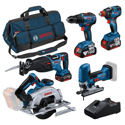 Bosch 5-Delige Toolkit GSR18V-55 + GST18V-125S + GKS18V-57-2 + GSA18V-28 + GDX18V-200 - 0615A5003D