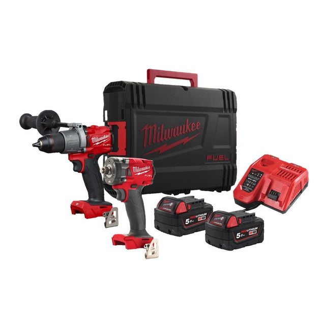 Milwaukee M18 FPP2T2-502X Combiset - FPD3 Slagboor en FIW2F12 Slagmoer - 5.0Ah 18V in HD Box - 4933478767