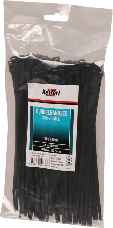 Kelfort Bundelbandjes 190mmx4,8 T30L Zwart - 1515588