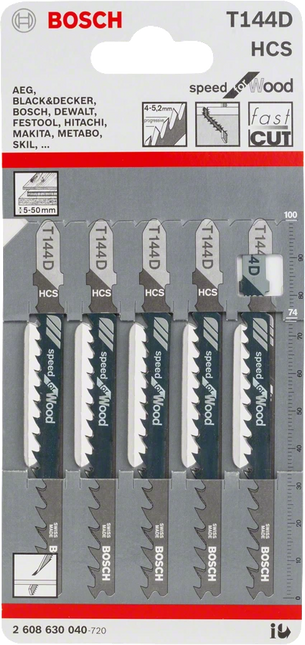 Bosch Decoupeerzaagblad T144D Speed Wood 5x - 2608630040