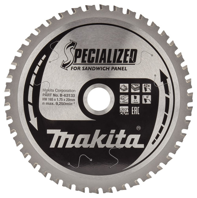 Makita Cirkelzaagblad Sandwichpaneel - 165x20x1,75mm 42T - B-63133