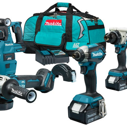 Makita DLX4155TX1 18V Combiset voor allround tot zwaar boor-, schroef- en slijpwerk