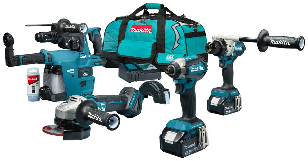 Makita DLX4155TX1 18V Combiset voor allround tot zwaar boor-, schroef- en slijpwerk