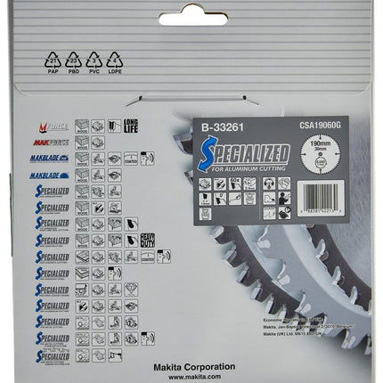 Makita Zaagb Alu 190X30X2,4 60T 0G - B-33261