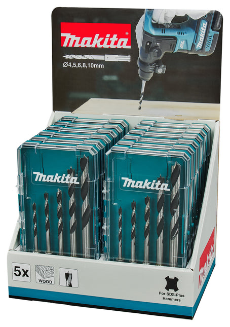 Makita Houtspiraalboorset 5-Delig Display 12St - E-15148-12