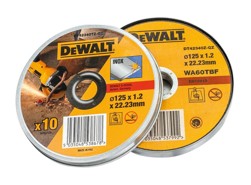 DeWalt Doorslijpschijf INOX 125x1x22,2mm 10st in blik - DT42340TZ-QZ