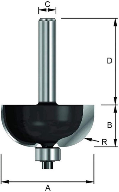 ENT Holprofielfrees HM R9.5 met lager Kolf 8mm - 7914674