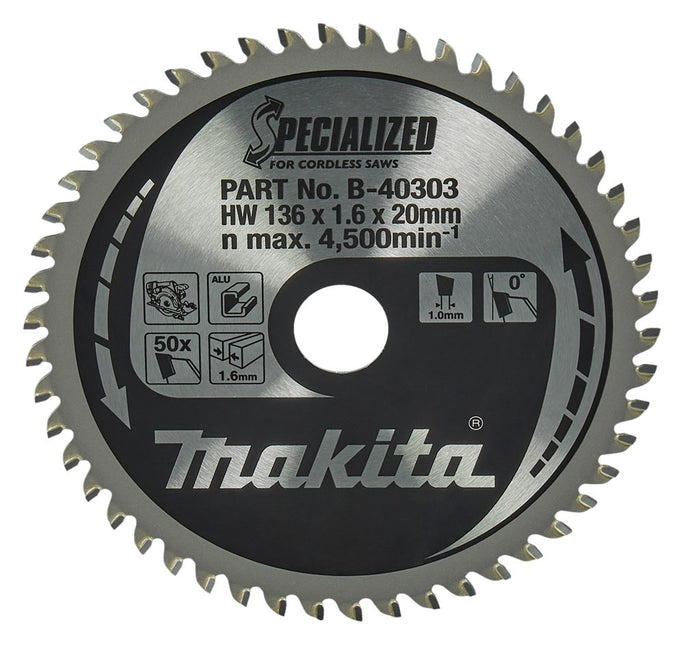 Makita Zaagblad Aluminium 136x20x1.6 50T 0G - B-40303