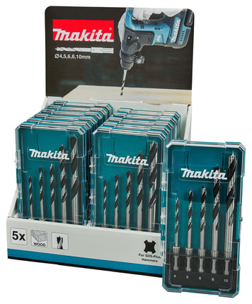 Makita Houtspiraalboorset 5-Delig Display 12St - E-15148-12