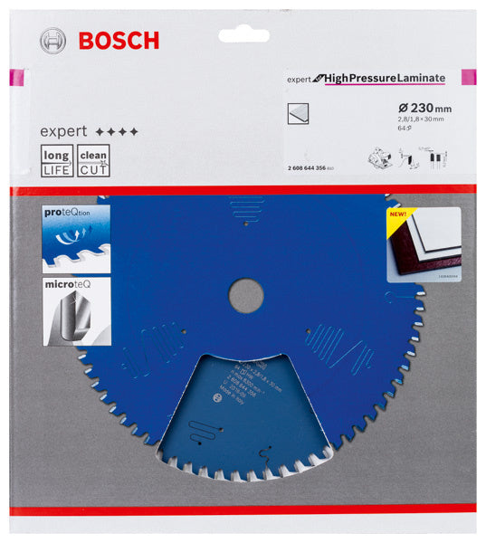 Bosch Cirkelzaagblad Expert High Pressure Laminate 230x30x2.8/1.8mm 64T - 2608644356