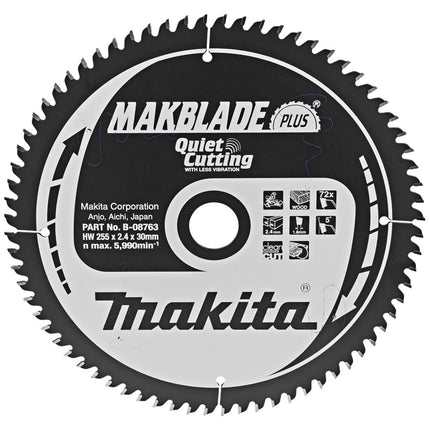 Makita Zaagblad Q+C 255X30X2,4 72T 5G - B-08763