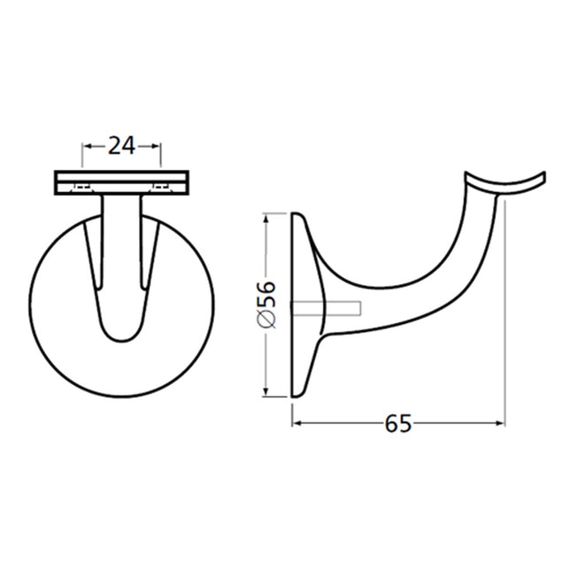 Hermeta Leuninghouder 65mm - Rond zadel M8 Naturel