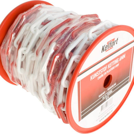 Kelfort PVC Ketting rood/wit 6MM per M