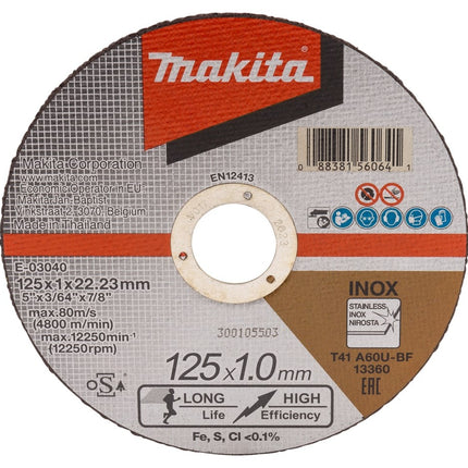 Makita Doorslijps. 125X1.0mm RVS 12st - E-03040-12