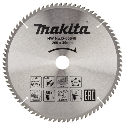 Makita Zaagb multi 260x30 80T 5g - D-65648