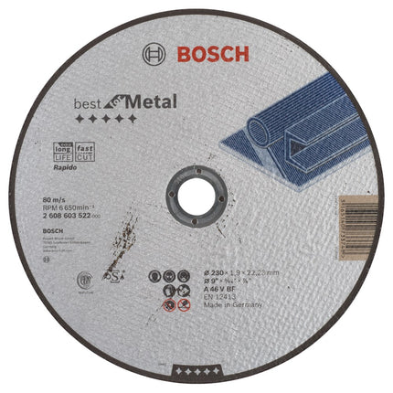 Bosch Doorslijpschijf Recht Metaal Rapido 230x22,23x1,9 - 2608603522