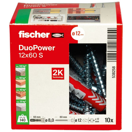 Fischer Duopower 12x60 S met zeskantschroef - 538258