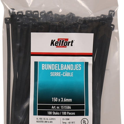 Kelfort Bundelbandjes 150x3,6mm Nylon Zwart - 1515584