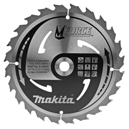 Makita Zaagblad MFORCE 190X15,88X2,0 24T 15G - B-08062