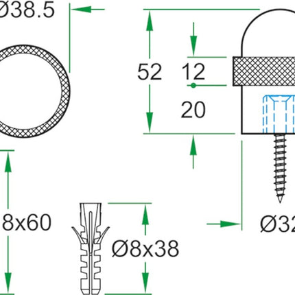 Oxloc Deurstopper RVS Mat 32X52mm