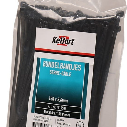 Kelfort Bundelbandjes 150x3,6mm Nylon Zwart - 1515584