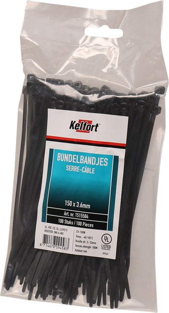 Kelfort Bundelbandjes 150x3,6mm Nylon Zwart - 1515584