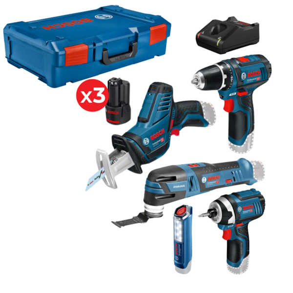 Bosch 5 Accu toolkit 12V GSR+GDR+GOP+GSA+GLI - 0615990N1D